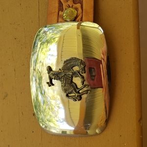 Tex Made Leather Belt & Bronco Buckle Size 36"